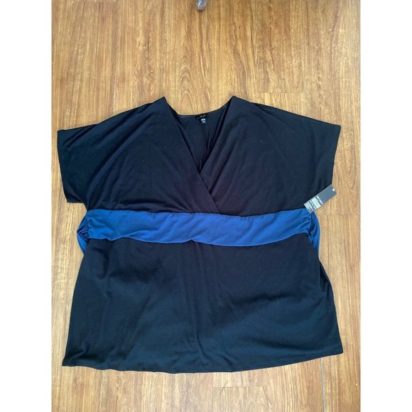 Mossimo Size 28W/30W Polyester Pullover Tunic Short Sleeve Black Blue Sash NWT - Picture 3 of 16